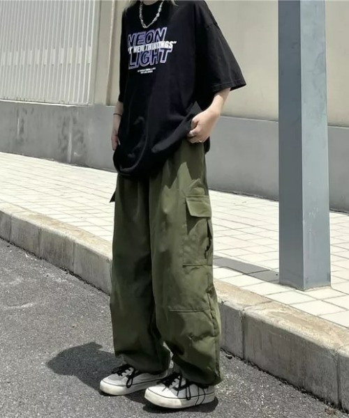 CLEA(クレア)の「ミリタリーワイドカーゴパンツ(カーゴパンツ・レディース・カーキ/ブラック/オリーブ・FREE/M/L)」の9枚目の写真
