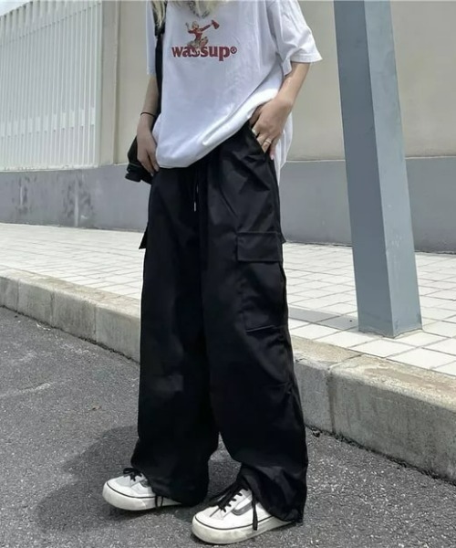 CLEA(クレア)の「ミリタリーワイドカーゴパンツ(カーゴパンツ・レディース・カーキ/ブラック/オリーブ・FREE/M/L)」の5枚目の写真