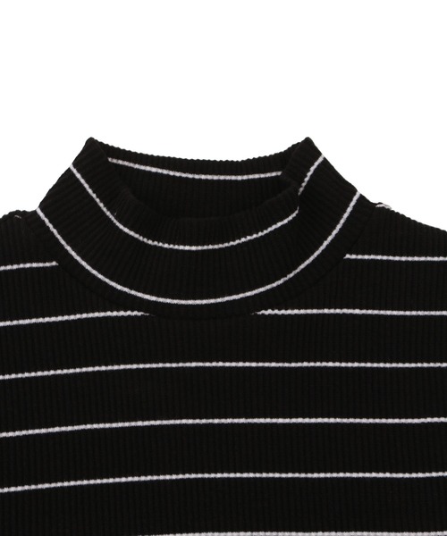 PUNYUS（プニュズ）の「カラーボーダーハイネックロンＴ（Tシャツ/カットソー・レディース・ブラック/イエロー/ピンク/グリーン/サックスブルー/ブルー/ライトパープル・1/2/3/4）」の8枚目の写真