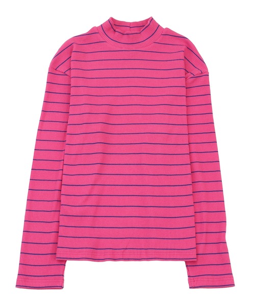 PUNYUS（プニュズ）の「カラーボーダーハイネックロンＴ（Tシャツ/カットソー・レディース・ブラック/イエロー/ピンク/グリーン/サックスブルー/ブルー/ライトパープル・1/2/3/4）」の13枚目の写真