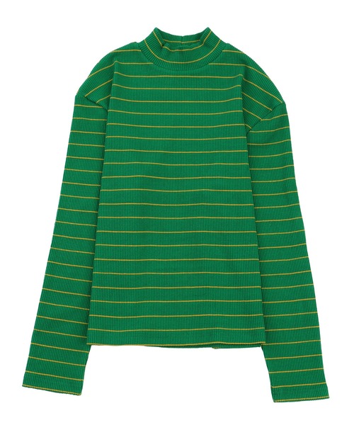 PUNYUS（プニュズ）の「カラーボーダーハイネックロンＴ（Tシャツ/カットソー・レディース・ブラック/イエロー/ピンク/グリーン/サックスブルー/ブルー/ライトパープル・1/2/3/4）」の15枚目の写真