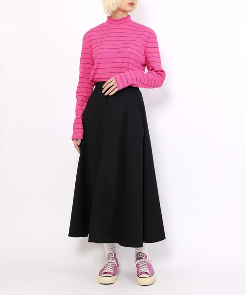 PUNYUS（プニュズ）の「カラーボーダーハイネックロンＴ（Tシャツ/カットソー・レディース・ブラック/イエロー/ピンク/グリーン/サックスブルー/ブルー/ライトパープル・1/2/3/4）」の16枚目の写真