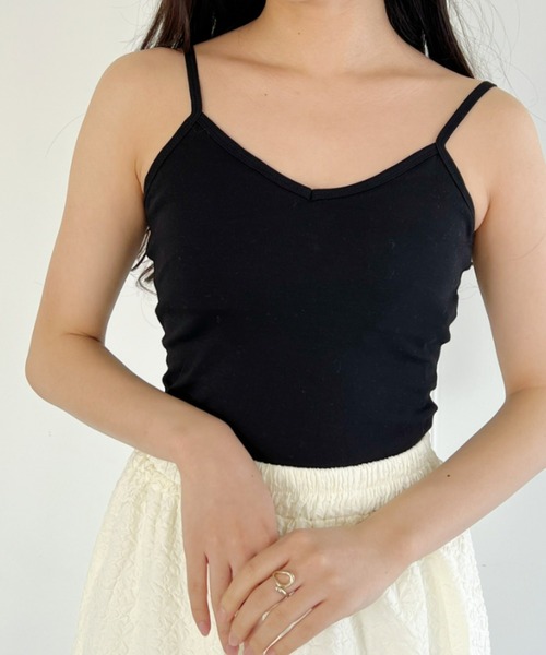 Loueme(ルエム)の「バッククロスカップ付きカラーキャミソール(キャミソール・レディース・ライトグリーン/レッド/ホワイト/ブラック/グレー・FREE)」の7枚目の写真