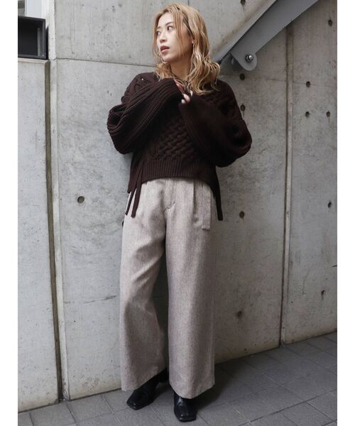MURUA(ムルーア)の「メランジタックワイドパンツ(スラックス・レディース・ベージュ/ブルー・2/1)」の5枚目の写真