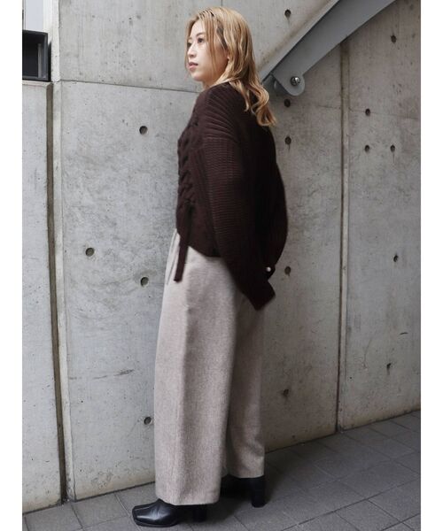 MURUA(ムルーア)の「メランジタックワイドパンツ(スラックス・レディース・ベージュ/ブルー・2/1)」の6枚目の写真