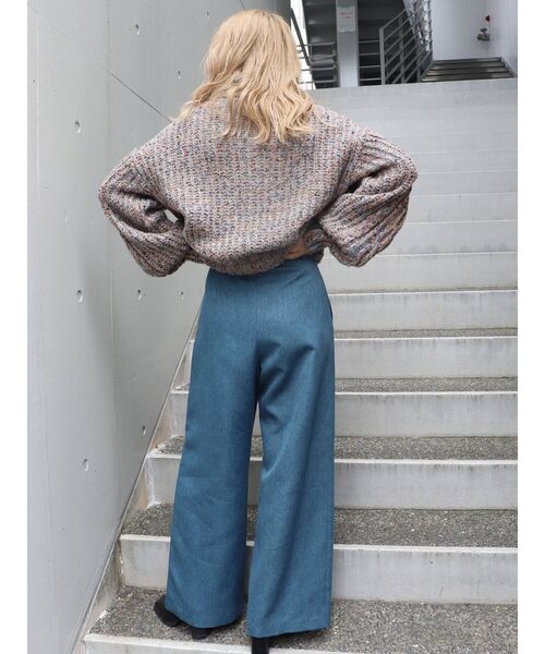 MURUA(ムルーア)の「メランジタックワイドパンツ(スラックス・レディース・ベージュ/ブルー・2/1)」の8枚目の写真