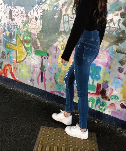 meJane（ミージェーン）の「ボタンフライ ハイウエストダメージスキニー（デニムパンツ・レディース・インディゴブルー/ブラック/ブルー・SS/S/M/L）」の17枚目の写真