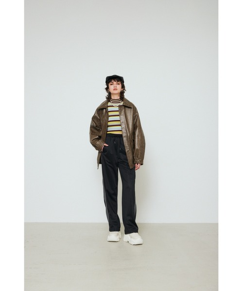 SLY（スライ）の「LINE TRACK STRAIGHT PT ライントラック ストレートパンツ ラインパンツ（スラックス・レディース・ブラック/ライトイエロー・FREE）」の16枚目の写真