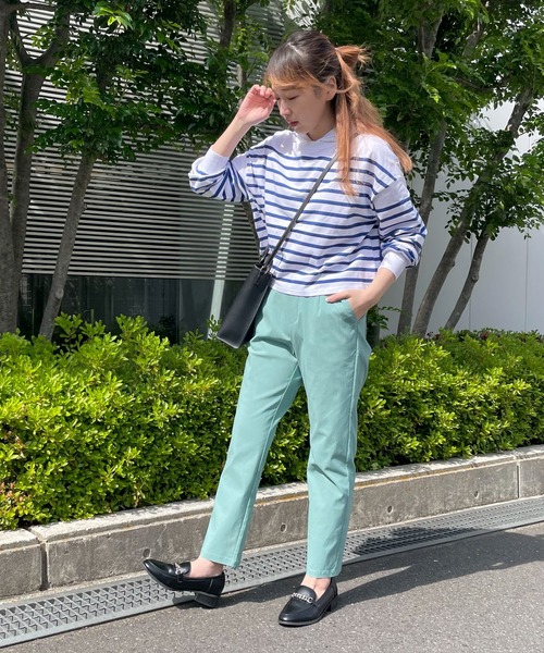 COMME CA ISM（コムサイズム）の「パネルボーダー　フート付きカットソー（パーカー・レディース・ホワイト×ブルー・MEDIUM/LARGE）」の3枚目の写真
