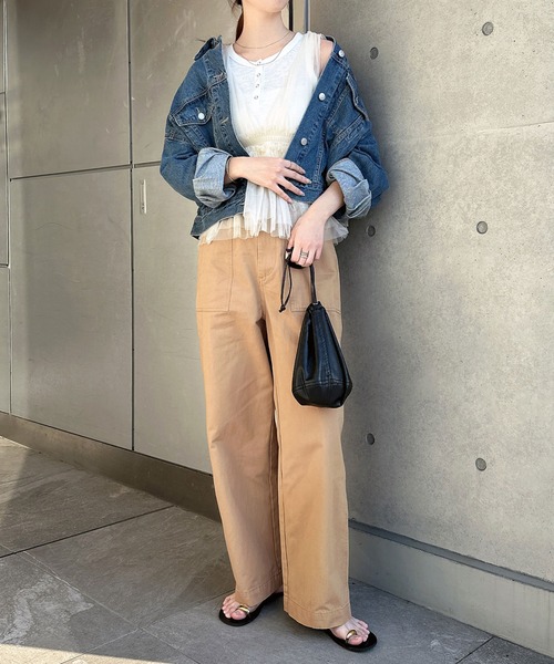 andme(アンドミー)の「【新色・新サイズ追加】ワイドベイカーパンツ(S/M/L/XL/トールサイズ)(その他パンツ・レディース・ブラック/ベージュ/カーキ/アイボリー/チャコールグレー/ネイビー/キナリ/ホワイト/ブラウン/サンドベージュ・L/M/S/XL/LT/MT)」の13枚目の写真