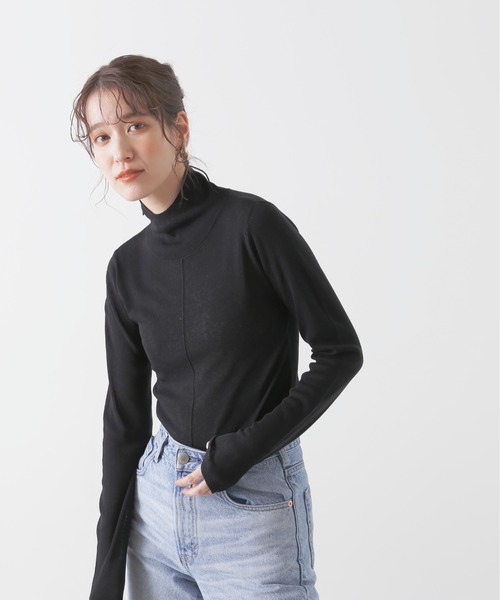 N.（N. Natural Beauty Basic）（エヌエヌナチュラルビューティーベーシック）の「◆シアーレイヤードニットインナー（ニット/セーター・レディース・オフホワイト/ライトグリーン/ブラック/パープル・MEDIUM）」の5枚目の写真