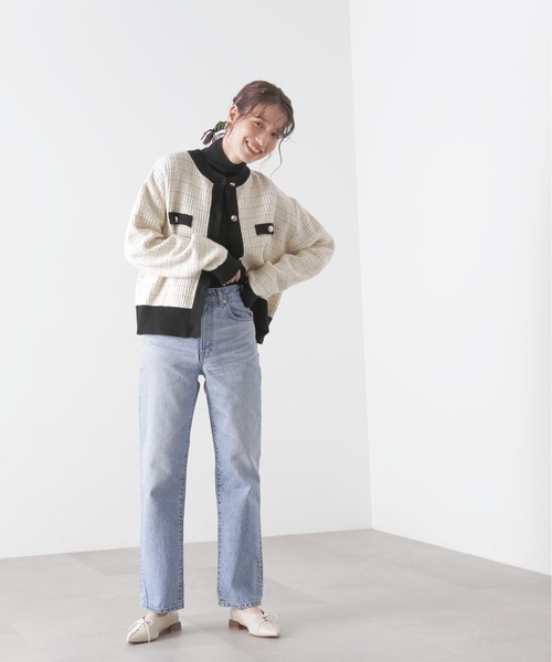 N.（N. Natural Beauty Basic）（エヌエヌナチュラルビューティーベーシック）の「◆シアーレイヤードニットインナー（ニット/セーター・レディース・オフホワイト/ライトグリーン/ブラック/パープル・MEDIUM）」の6枚目の写真