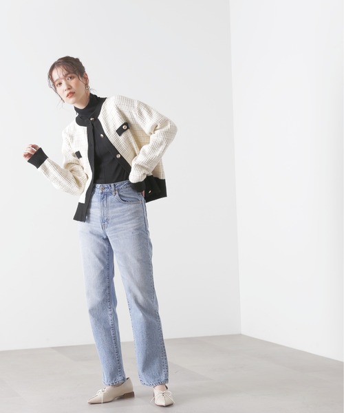 N.（N. Natural Beauty Basic）（エヌエヌナチュラルビューティーベーシック）の「◆シアーレイヤードニットインナー（ニット/セーター・レディース・オフホワイト/ライトグリーン/ブラック/パープル・MEDIUM）」の7枚目の写真