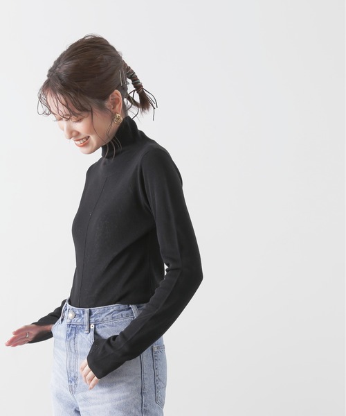 N.（N. Natural Beauty Basic）（エヌエヌナチュラルビューティーベーシック）の「◆シアーレイヤードニットインナー（ニット/セーター・レディース・オフホワイト/ライトグリーン/ブラック/パープル・MEDIUM）」の8枚目の写真