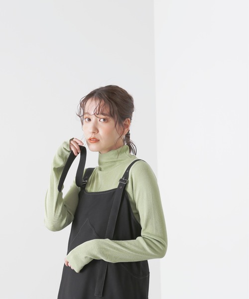 N.（N. Natural Beauty Basic）（エヌエヌナチュラルビューティーベーシック）の「◆シアーレイヤードニットインナー（ニット/セーター・レディース・オフホワイト/ライトグリーン/ブラック/パープル・MEDIUM）」の9枚目の写真