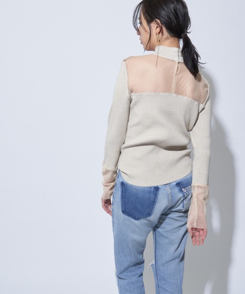 Solace(ソレイス)の「シアー切替ハイネックレディニットトップス(ニット/セーター・レディース・ブラック/ナチュラル・FREE)」の20枚目の写真