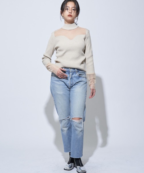 Solace(ソレイス)の「シアー切替ハイネックレディニットトップス(ニット/セーター・レディース・ブラック/ナチュラル・FREE)」の22枚目の写真