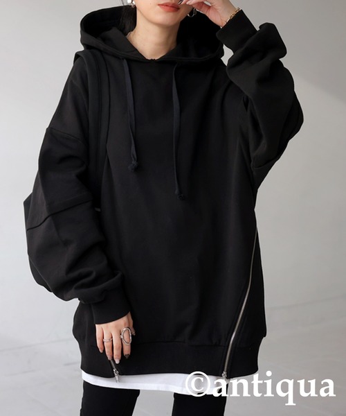 antiqua（アンティカ）の「デザインファスナーパーカー（パーカー・レディース・ブラック/グレー/ブルー・FREE）」の12枚目の写真