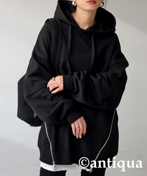 antiqua（アンティカ）の「デザインファスナーパーカー（パーカー・レディース・ブラック/グレー/ブルー・FREE）」の13枚目の写真