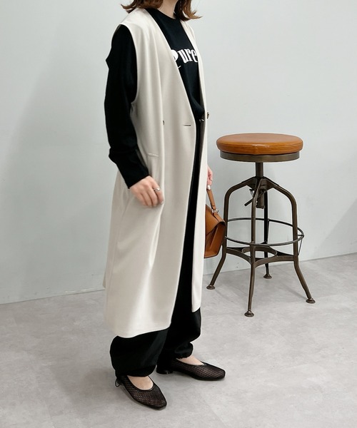 un dix cors(アンディコール)の「カットジョーゼットジレ(ベスト・レディース・ライトグレー/ネイビー・FREE)」の8枚目の写真