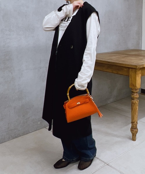 un dix cors(アンディコール)の「カットジョーゼットジレ(ベスト・レディース・ライトグレー/ネイビー・FREE)」の6枚目の写真