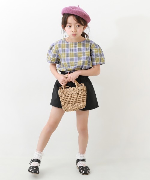 devirock（デビロック）の「【セットアップ】パフスリーブトップス＆ショートパンツ（ワンピース・キッズ・ブルー/ブラック/アイボリー/その他4・100cm/110cm/120cm/130cm/140cm/150cm/160cm）」の6枚目の写真