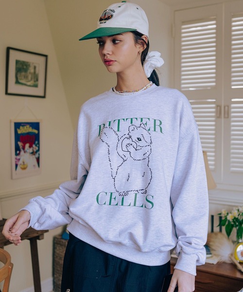 BITTER CELLS（ビターセルズ）の「BITTER CELLS／シマリスプルオーバー(ウラケ) 2193587（スウェット・レディース・ナチュラル/ライトグレー/ネイビー・MEDIUM/SMALL）」の2枚目の写真