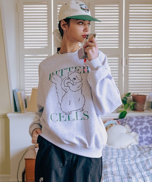 BITTER CELLS（ビターセルズ）の「BITTER CELLS／シマリスプルオーバー(ウラケ) 2193587（スウェット・レディース・ナチュラル/ライトグレー/ネイビー・MEDIUM/SMALL）」の5枚目の写真