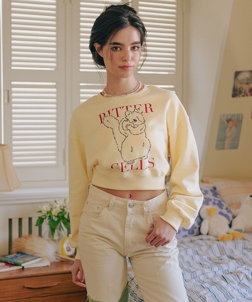 BITTER CELLS（ビターセルズ）の「BITTER CELLS／シマリスプルオーバー(ウラケ) 2193587（スウェット・レディース・ナチュラル/ライトグレー/ネイビー・MEDIUM/SMALL）」の9枚目の写真