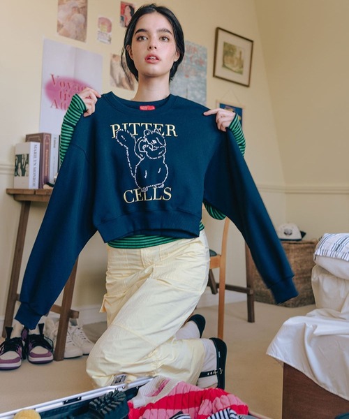 BITTER CELLS（ビターセルズ）の「BITTER CELLS／シマリスプルオーバー(ウラケ) 2193587（スウェット・レディース・ナチュラル/ライトグレー/ネイビー・MEDIUM/SMALL）」の11枚目の写真