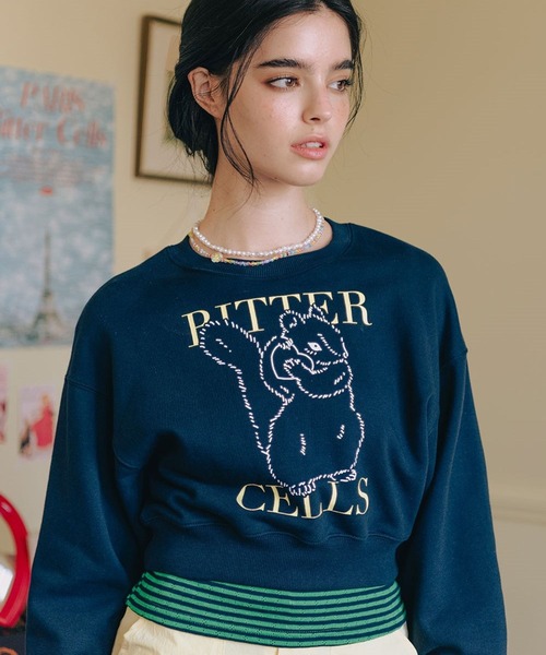 BITTER CELLS（ビターセルズ）の「BITTER CELLS／シマリスプルオーバー(ウラケ) 2193587（スウェット・レディース・ナチュラル/ライトグレー/ネイビー・MEDIUM/SMALL）」の14枚目の写真