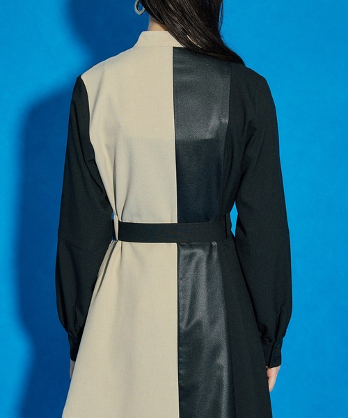 UNITED TOKYO（ユナイテッドトウキョウ）の「【ウエスト調節可能】スランタックブロッキングワンピース/バイカラーワンピース（ワンピース・レディース・ブラック/グリーン/ベージュ・1/2/3）」の19枚目の写真