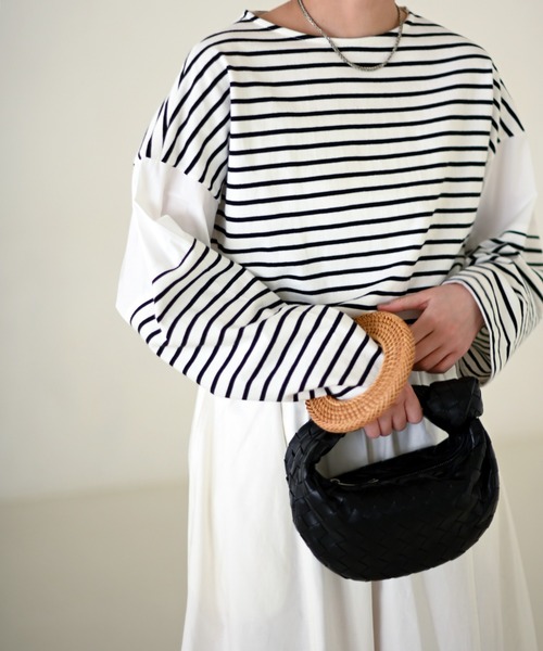 Marient（マリエント）の「ドッキングボーダーTEE（Tシャツ/カットソー・レディース・ホワイト/オレンジ/ブルー・FREE）」の2枚目の写真