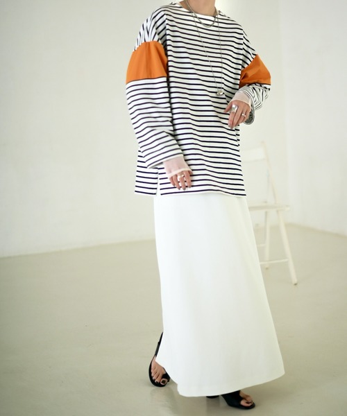 Marient（マリエント）の「ドッキングボーダーTEE（Tシャツ/カットソー・レディース・ホワイト/オレンジ/ブルー・FREE）」の15枚目の写真