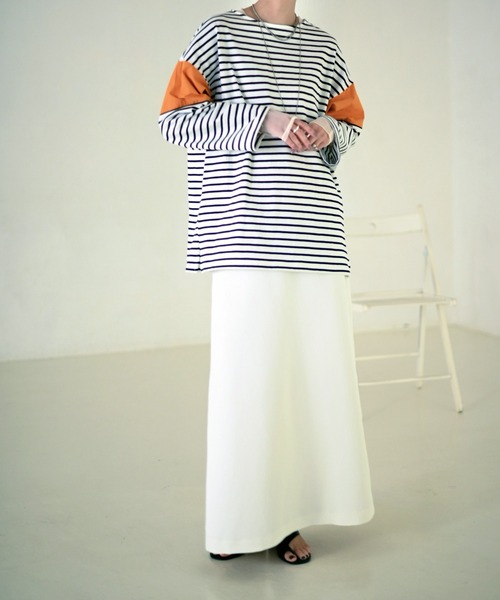 Marient（マリエント）の「ドッキングボーダーTEE（Tシャツ/カットソー・レディース・ホワイト/オレンジ/ブルー・FREE）」の5枚目の写真