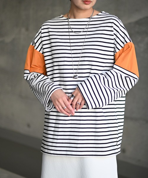 Marient（マリエント）の「ドッキングボーダーTEE（Tシャツ/カットソー・レディース・ホワイト/オレンジ/ブルー・FREE）」の7枚目の写真