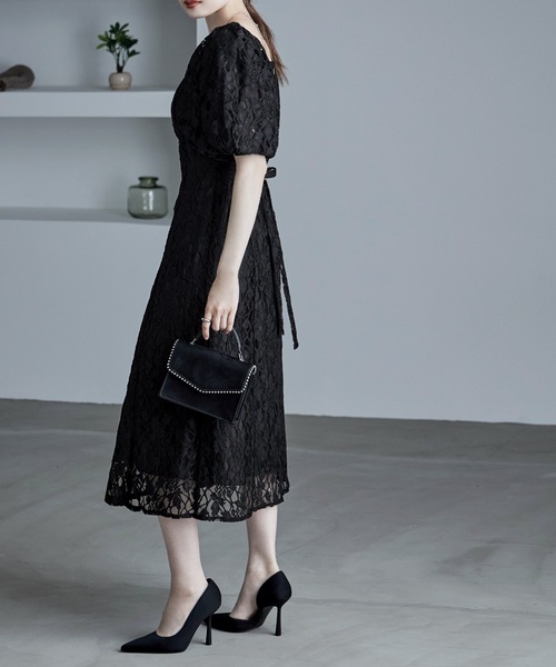 etoll.（エトル）の「パフスリーブレースロングドレス（ドレス