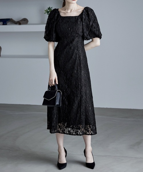 etoll.（エトル）の「パフスリーブレースロングドレス（ドレス）」 - WEAR