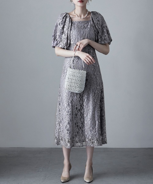 etoll.（エトル）の「パフスリーブレースロングドレス（ドレス）」 - WEAR