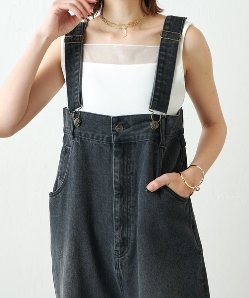 COLLAGE GALLARDAGALANTE（コラージュガリャルダガランテ）の「シアー切替スクエアタンク/C'NOTE（タンクトップ・レディース・ホワイト/チャコールグレー/ベージュ/ブラック/ブルー/グレー系その他/ホワイト系その他・FREE）」の3枚目の写真