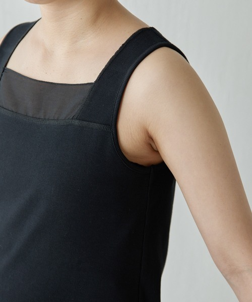 COLLAGE GALLARDAGALANTE（コラージュガリャルダガランテ）の「シアー切替スクエアタンク/C'NOTE（タンクトップ・レディース・ホワイト/チャコールグレー/ベージュ/ブラック/ブルー/グレー系その他/ホワイト系その他・FREE）」の8枚目の写真