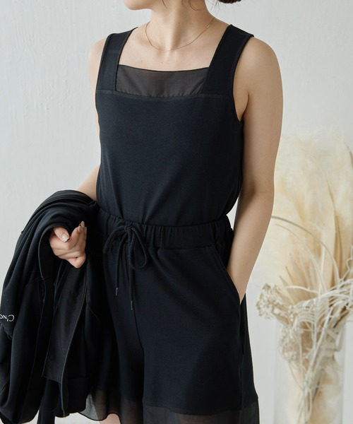 COLLAGE GALLARDAGALANTE（コラージュガリャルダガランテ）の「シアー切替スクエアタンク/C'NOTE（タンクトップ・レディース・ホワイト/チャコールグレー/ベージュ/ブラック/ブルー/グレー系その他/ホワイト系その他・FREE）」の13枚目の写真