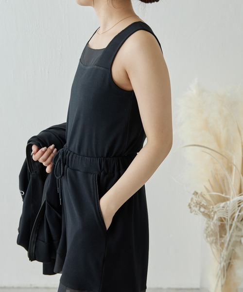 COLLAGE GALLARDAGALANTE（コラージュガリャルダガランテ）の「シアー切替スクエアタンク/C'NOTE（タンクトップ・レディース・ホワイト/チャコールグレー/ベージュ/ブラック/ブルー/グレー系その他/ホワイト系その他・FREE）」の14枚目の写真