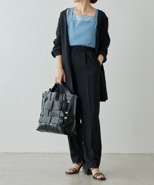 COLLAGE GALLARDAGALANTE（コラージュガリャルダガランテ）の「シアー切替スクエアタンク/C'NOTE（タンクトップ・レディース・ホワイト/チャコールグレー/ベージュ/ブラック/ブルー/グレー系その他/ホワイト系その他・FREE）」の17枚目の写真