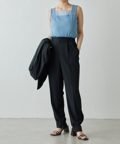 COLLAGE GALLARDAGALANTE（コラージュガリャルダガランテ）の「シアー切替スクエアタンク/C'NOTE（タンクトップ・レディース・ホワイト/チャコールグレー/ベージュ/ブラック/ブルー/グレー系その他/ホワイト系その他・FREE）」の21枚目の写真