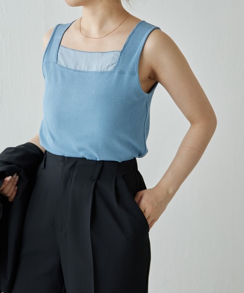 COLLAGE GALLARDAGALANTE（コラージュガリャルダガランテ）の「シアー切替スクエアタンク/C'NOTE（タンクトップ・レディース・ホワイト/チャコールグレー/ベージュ/ブラック/ブルー/グレー系その他/ホワイト系その他・FREE）」の22枚目の写真