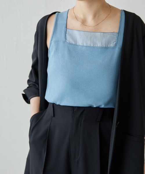 COLLAGE GALLARDAGALANTE（コラージュガリャルダガランテ）の「シアー切替スクエアタンク/C'NOTE（タンクトップ・レディース・ホワイト/チャコールグレー/ベージュ/ブラック/ブルー/グレー系その他/ホワイト系その他・FREE）」の19枚目の写真