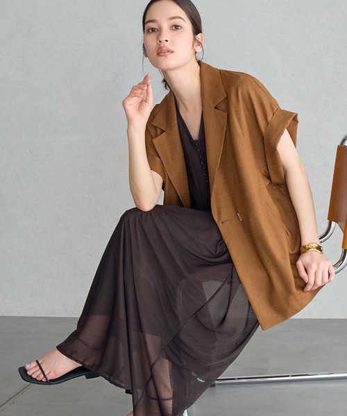 ROPE'（ロペ）の「【雑誌掲載】【洗える】【新色追加】エスパンディAラインシアーワンピース（ワンピース・レディース・ブルー/ブラウン/ブラック/カーキ・38）」の2枚目の写真