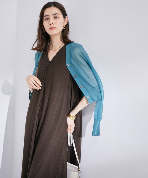 ROPE'（ロペ）の「【雑誌掲載】【洗える】【新色追加】エスパンディAラインシアーワンピース（ワンピース・レディース・ブルー/ブラウン/ブラック/カーキ・38）」の11枚目の写真