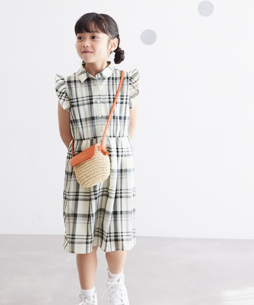 ROPE' PICNIC(ロペピクニック)の「【KIDS】リンクコーデ/マドラスチェック襟付きワンピース(ワンピース・キッズ・オフホワイト/ターコイズブルー・120/130/140/150)」の4枚目の写真